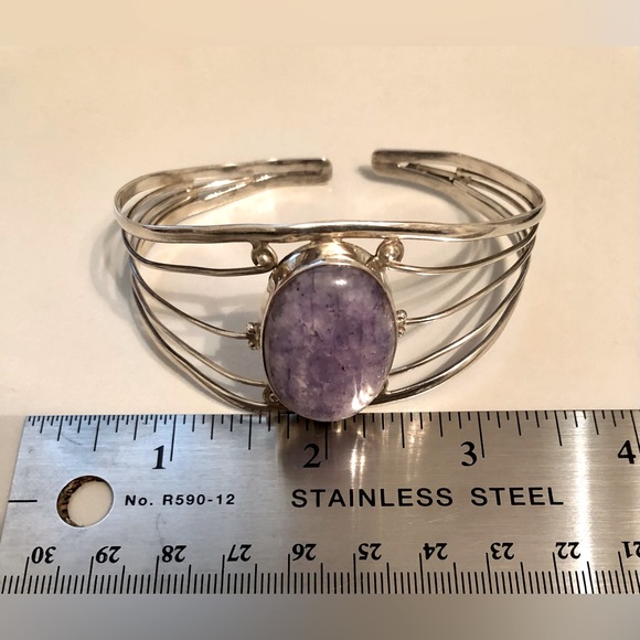 💜Sterling Silver Handcrafted Charoite Cuff Bracelet - Picture 11 of 13